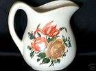 White Pitcher w/Floral Pattern Application Marked USA