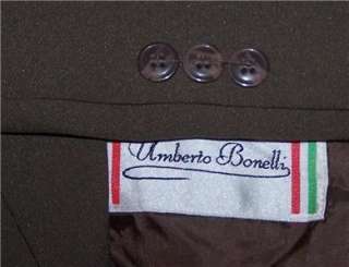 46R Umberto Bonelli DARK OLIVE BROWN POLYESTER 3 Button Business 