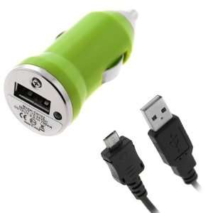 com GTMax 6FT Micro USB Cable (Black) + Green USB Car Charger adapter 