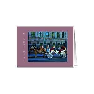 Thank you, Flower Girl, Horse Drawn White Carriage on Cobblestone Card