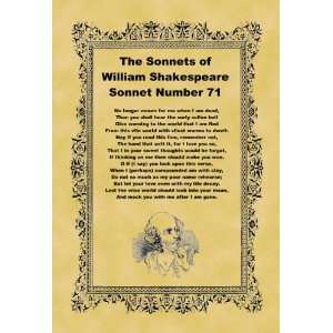   A4 Size Parchment Poster Shakespeare Sonnet Number 71: Home & Kitchen