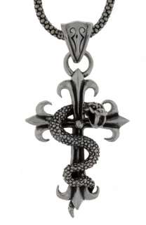 Wildthings Sterling Silver Snake Cross Pendant Necklace  
