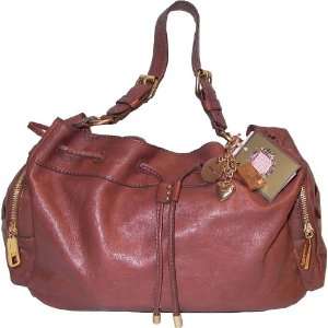   Satchel Shoulder Bag Purse Cognac Brown Leather Charm 