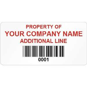  Custom Asset Label With Barcode, 1 x 2 Tamperproof Void 