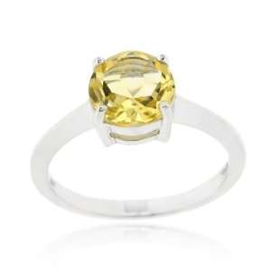  Sterling Silver Citrine Solitaire Round Ring Jewelry
