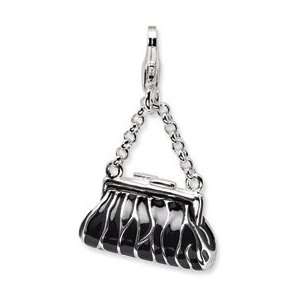 Amore La Vita Sterling Silver 3 D Zebra Handbag Charm with 