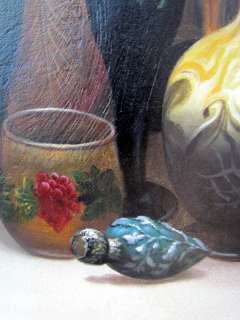 Vintage 1970s WEBB, LCT Tiffany Art Glass Realist Still Life Oil 