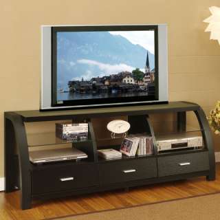 Black Finish 60 TV Entertainment Cabinet TV Stand  