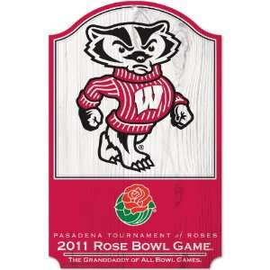  Wincraft Wisconsin Badgers Rose Bowl 11X17 Wood Sign 