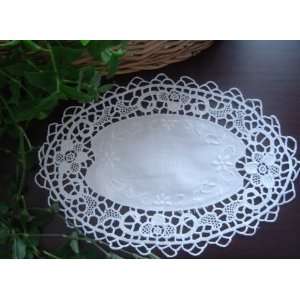  Vintage Hand JIMO Embroidery Oval Tray Cloth White: Home 