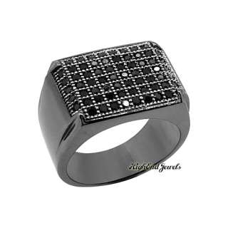 Super Clean Black Gunmetal Finish Fully Iced Out Lab Made Diamond Ring