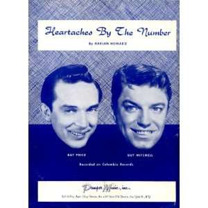   Number Vintage 1959 Sheet Music Recorded by Ray Price, Guy Mitchell