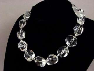 Necklace Clear White Quartz 25mm SLT Facet Tumbles 925  