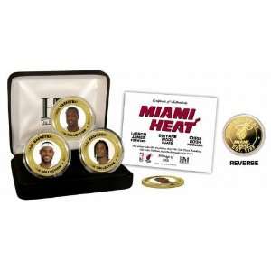  Miami Heat Big Three 24KT Gold & Color 3 Coin Set 