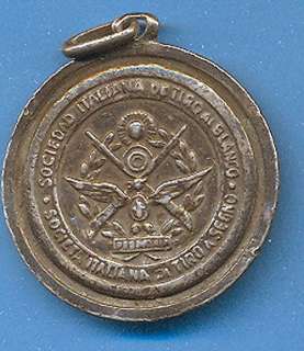 Argentina Italian Society Silver Shooting Medal, Rare  
