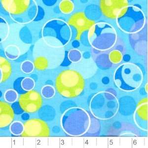  45 Wide Flannel Bubbles Aqua Fabric By The Yard: Arts 
