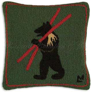 Bear Skiing Lodge Winter Seasonal Pillow. FREE SHIPPING!