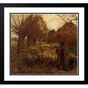   Leon Augustin 22x20 Framed and Double Matted Le berger et son troupeau