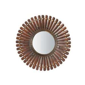 Bamboo Slat Beveled Mirror in Brown and Gold