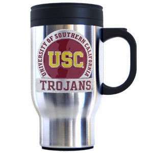  USC Trojans Stainless Steel & Pewter Travel Mug: Sports 