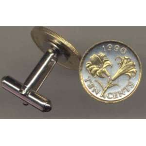   World Coin Cufflinks   Bermuda 10 cent Lily (dime size): Everything