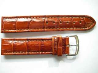 Atlantic brown alligator print leather watch band 21 mm  