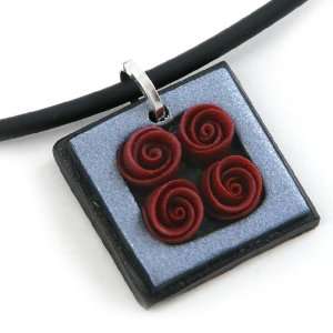 Polymer Clay Red Rose Bouquet Pendant Necklace