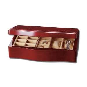  Maple Wood Serpentine Front Jewelry Box w Lift Out Trays 