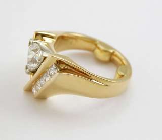 18K Yellow Gold Modern Ring Certified .81ct Trillion .38ct Princess 
