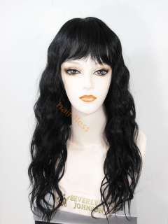 100% Human Hair Full Wig Long Loose Curls w/ Bangs H259  