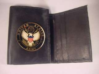 USA UNITED STATES ARMY LOGO BLACK LEATHER TRIFOLD WALLET NEW  