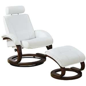   : White Bonded Leather Swivel Recliner and Ottoman: Home Improvement
