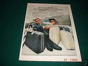 1969 Samsonite Luggage Suitcase Well Traveled Bags Ad  