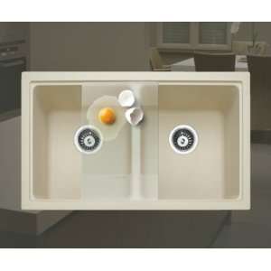 Mitrani GYD318F W Glory Double Granite Sink White  Kitchen 