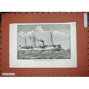  1889 French Navy Ship Condor Torpedo Cruiser Sea Art