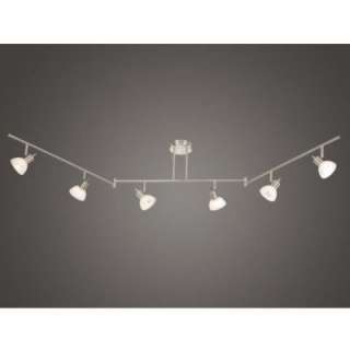 NEW 6 Light Track Spot Lighting Fixture, Satin Nickel, White Frosted 