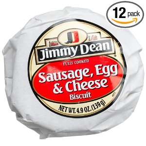 Jimmy Dean FrozenSausage Egg & Cheese Biscuit Sandwich, 4.9 Ounce 