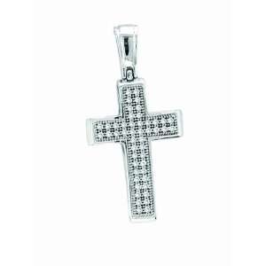10K Gold 0.15cttw Holy and Beaming Micro Pave Set Round Diamond Cross 