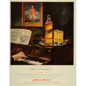  1945 Ad Johnnie Walker Black Label Scotch Whisky Piano 
