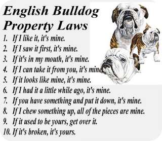 ENGLISH BULLDOG DOG PROPERTY LAWS   COMPUTER MOUSE PAD  