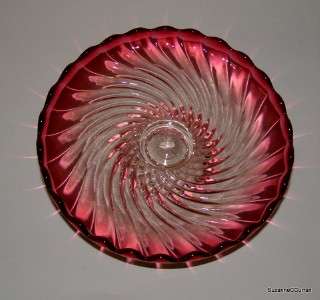 Baccarat BAMBOUS SWIRL Rose Tiente Cranberry 7 Dessert Stand Tazza 