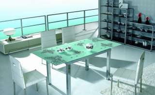 Modern Collection Glass Top Extending Dining Table  