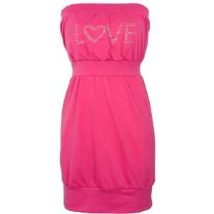 Pink knit stripelessTube dress M with bling Love