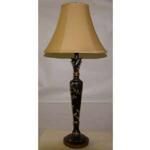  Table lamp black finish silk shade french beige: Home 