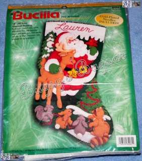 Bucilla SANTA AMONG ANIMALS STOCKING Felt Applique Christmas Kit 