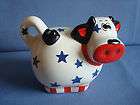 Fourth of July Cow Piggy Bank Approx. 3.5 Tall & 4.5 