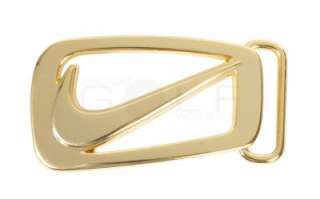 Nike Golf Signature Swoosh Cut Out Belt Buckle Polished Gold  