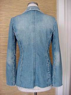 ROCCO BAROCCO jean blazer style jacket distressed vintaged 6/8 