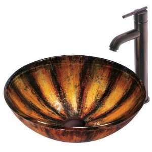  Tigre Glass Vessel Sink with Faucet in Oil Rubbed Bronze 