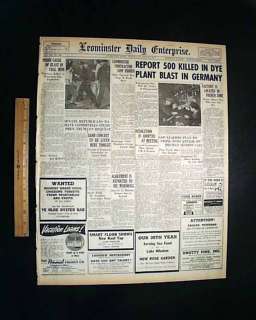 1948 BASF chemical plant explosion Ludwigshafen Germany Old Newspaper 